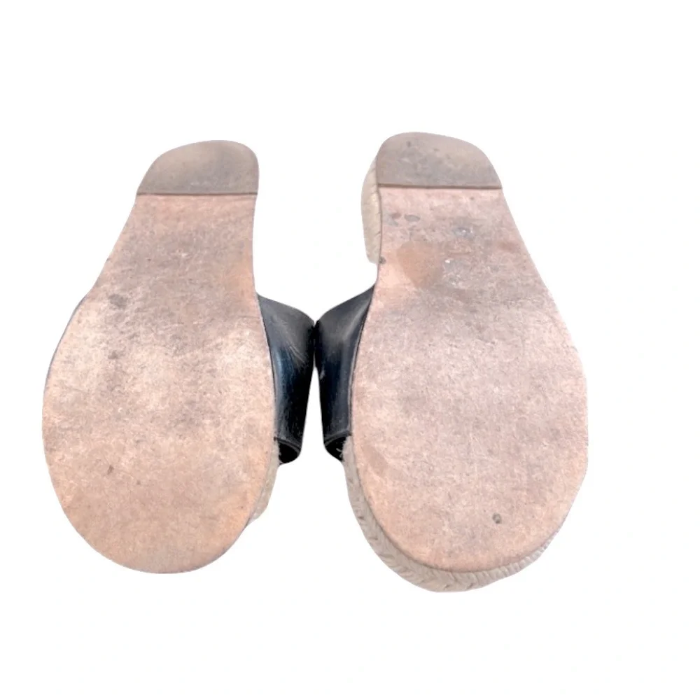 CHANEL 2017 Espadrille Black CC Logo Leather Slip on Slides Sandals 41 1… - Picture 6 of 9